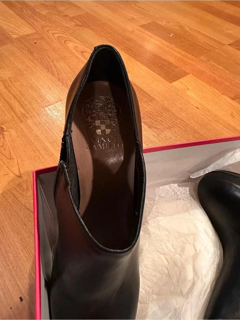 Vince Camuto Black Leather Ankle Booties with Side Zip